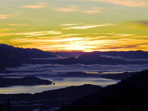 Lake Pend Oreille Looks Like The Ocean With The Mist Over The Water