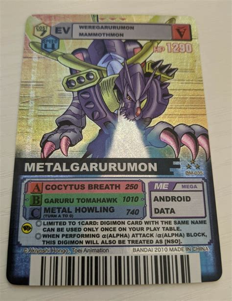 Mavin Digimon Alpha Evolve Card Metalgarurumon Dm Holo English