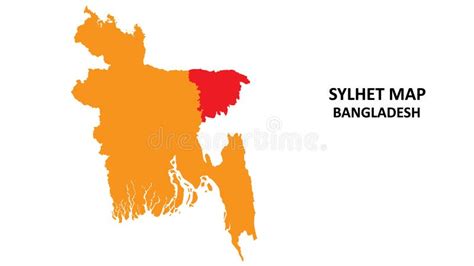 Sylhet State and Regions Map Highlighted on Bangladesh Map Stock Vector ...