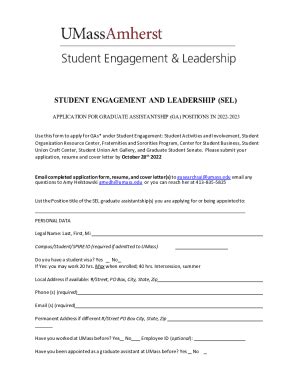 Fillable Online Student Engagement And Leadership SEL Application For