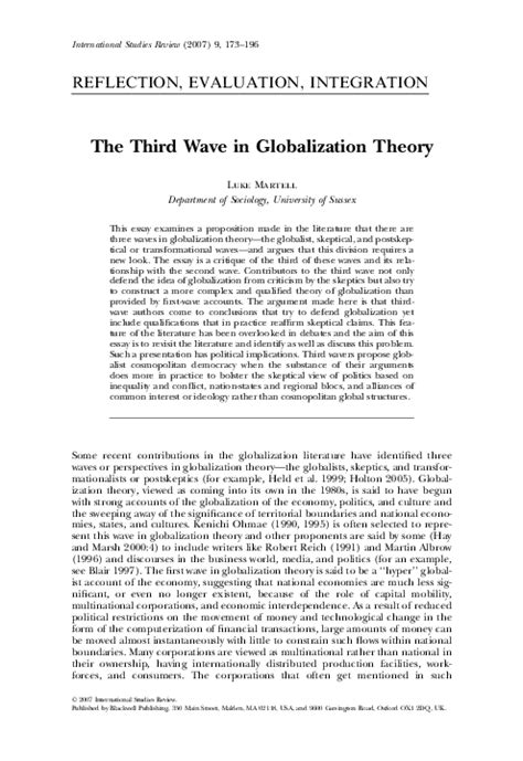 (PDF) The Third Wave in Globalisation Theory