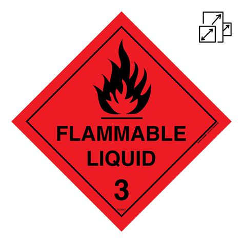 Sign FLAMMABLE LIQUID 3 Class Label diamond Red/Black — Euro Signs & Safety