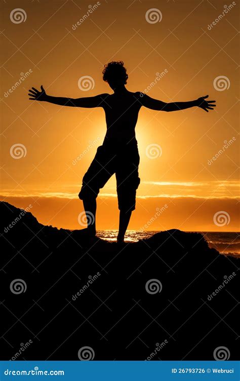 Hugging the sunset. stock photo. Image of action, meditating - 26793726