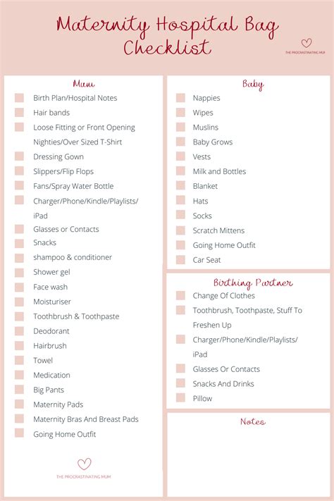 Hospital bag checklist maternity - wraproden