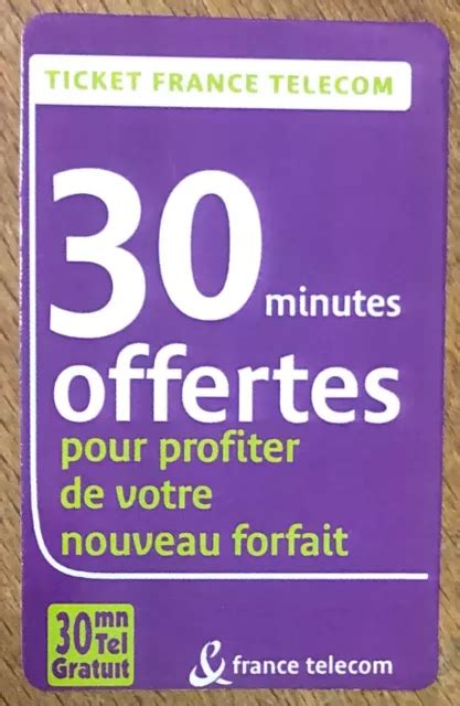 TICKET TÉLÉPHONE 30MN Spécimen Prepayée Prepaid Telecarte Carte Phone