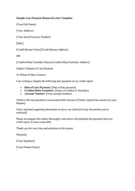 Free Late Payment Removal Letter Template Guide Calypso Tree