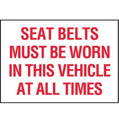 Seat Belt Must Be Worn Label Emedco