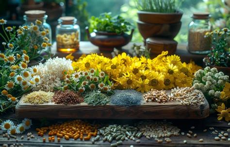 Premium Photo Different Types Of Medicinal Herbs On The Table