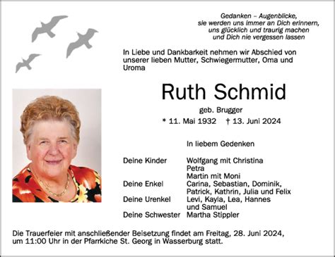 Traueranzeigen Von Ruth Schmid Schwaebische De Trauerportal