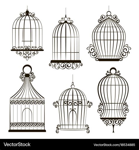 Vintage bird cages Royalty Free Vector Image - VectorStock