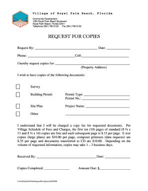 Fillable Online Request For Copies Royal Palm Beach Fl Fax