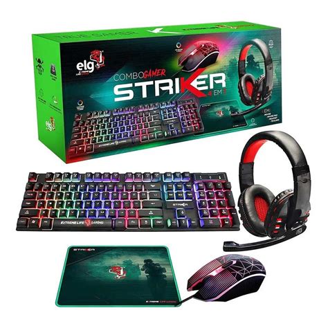 Kit Teclado Mouse Headset Mousepad Gamer Elg Striker Cgsr Portugu S