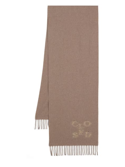 Intarsia Logo Fringed Scarf Closed Eraldo