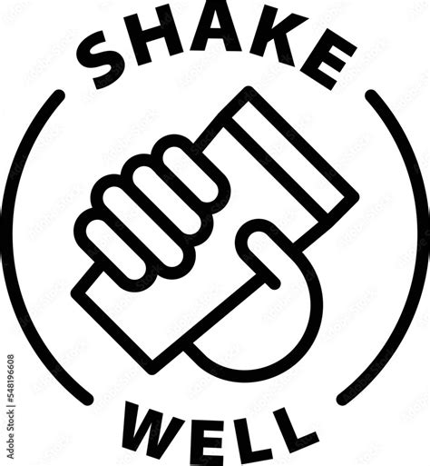 Shake Well Icon Isolated Vector Black Outline Stamp Label Rounded