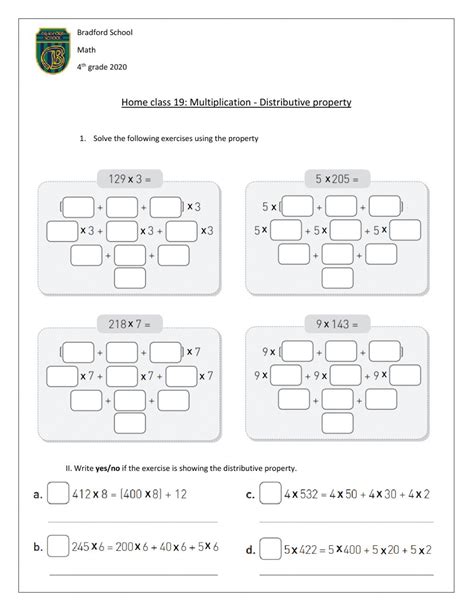 Distributive Property Of Multiplication Worksheet Printable Word Searches