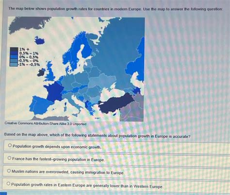 Solved The Map Below Shows Population Growth Rates For Countries In