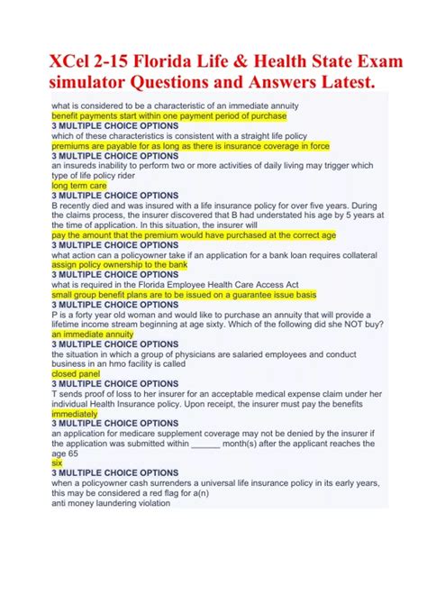 Xcell Testing Solutions Life Health Final 150 Question And Answers