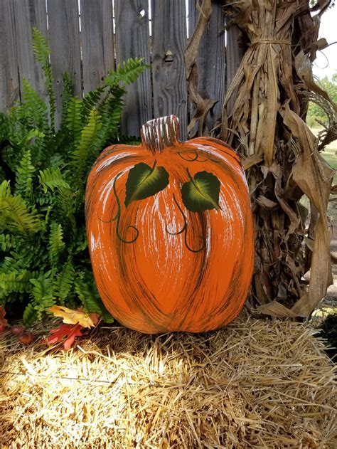 Large Tall Wooden Pumpkin Pumpkin Garden Stake Fall Yard Etsy