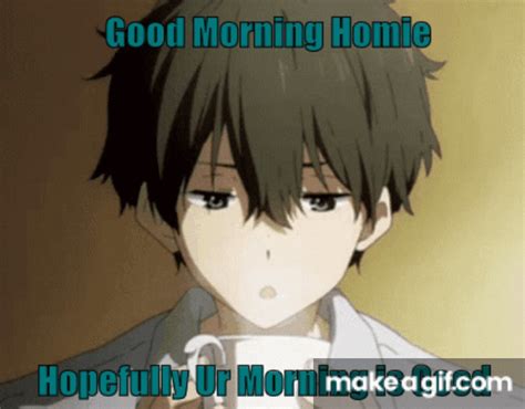 Good Morning Anime Boy Drink Coffee GIF | GIFDB.com on Make a GIF