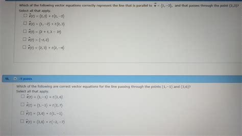 Solved Which Of The Following Vector Equations Correctly Chegg