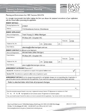 Fillable Online A Request To Amend Current Application For A Permit