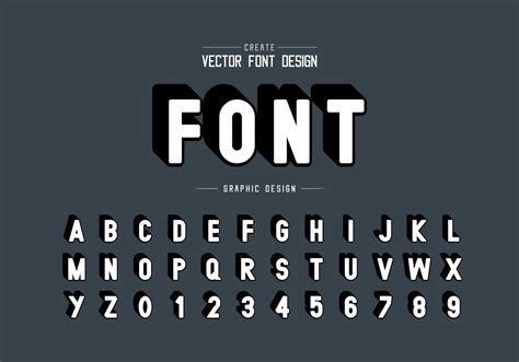 Shadow Font And Alphabet Vector Style Typeface Letter And Number