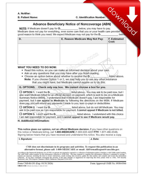 Advance Beneficiary Notice Of Noncoverage Abn Digital Form