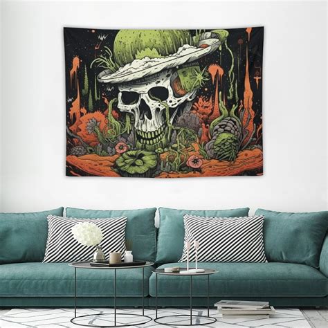 Onetech Hippie Mushroom Tapestry Skull Tapestries Gothic Skeleton