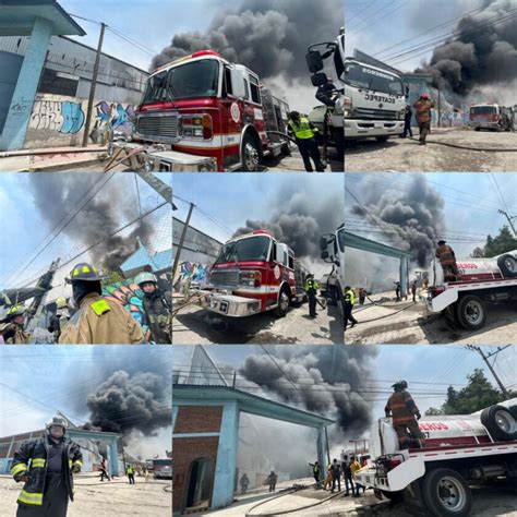 Bomberos de Ecatepec laboran para sofocar incendio en fábrica de