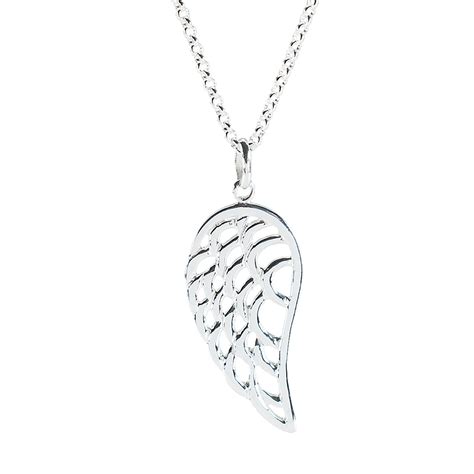 Large Sterling Silver Angel Wing Necklace Open Angel Wing Etsy Uk