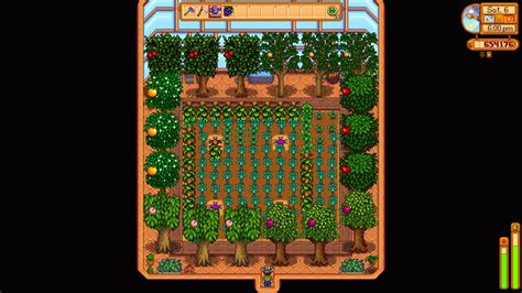 Greenhouse Layout, with Iridium Sprinklers and 2 of each fruit tree ...