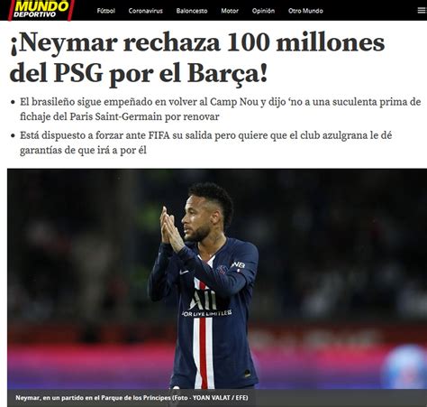 Jornal Diz Que Neymar Recusou R Milh Es Do Psg Por Oferta De