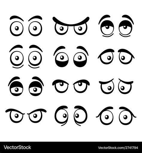 Comic cartoon eyes set Royalty Free Vector Image