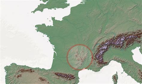 Massif Central Physical Map