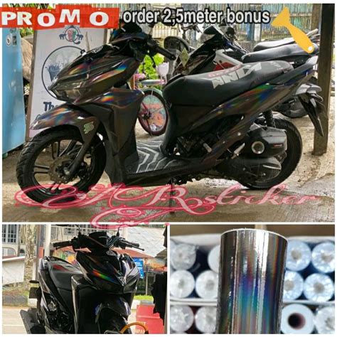 Jual SKOTLET STICKER HOLOGRAM HITAM SEKOTLET MOTOR WARNA HOLOGRAM