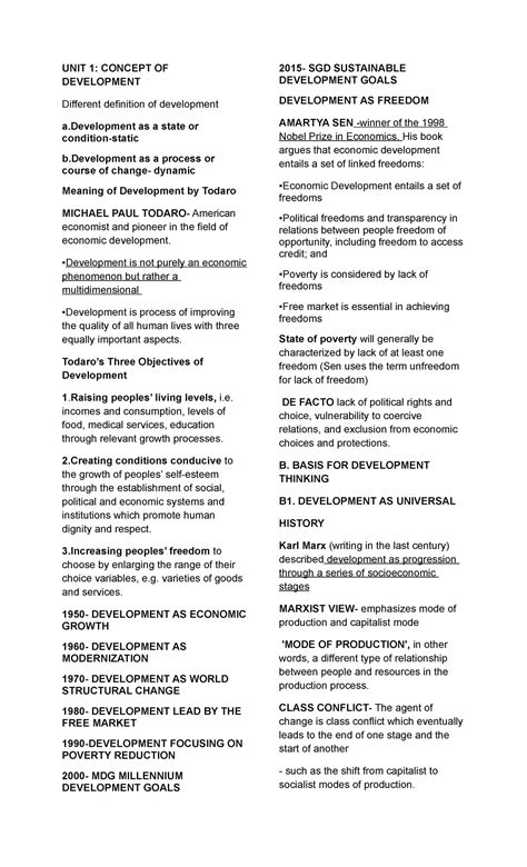 Econ Unit Reviewer Econ Unit Concept Of Development