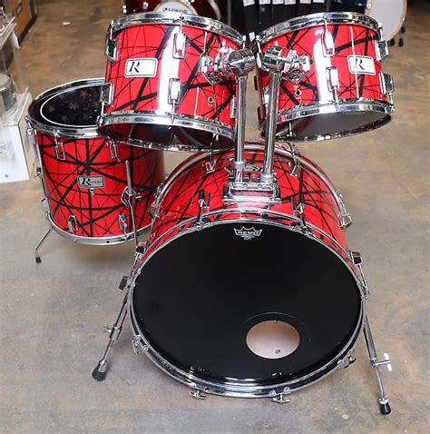 Rogers 4pc R 360 Drum Kit Shell Pack Blackred Graphic Reverb