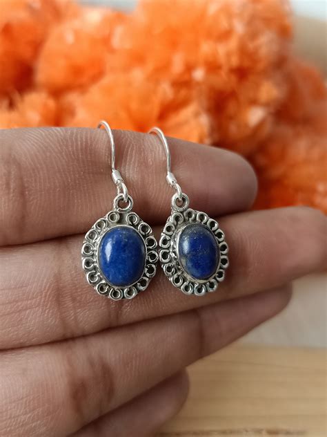 Lapis Sterling Silver Earring Lapis Earring Dangle Earrings Etsy