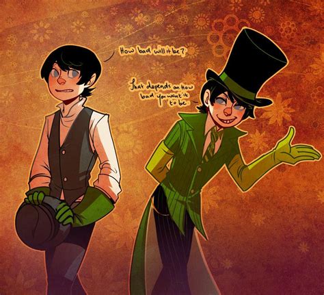 Two Cartoon Characters Dressed In Green And Black One With A Top Hat