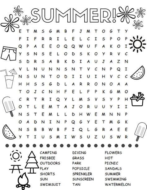 Summer Free Printable Word Searches