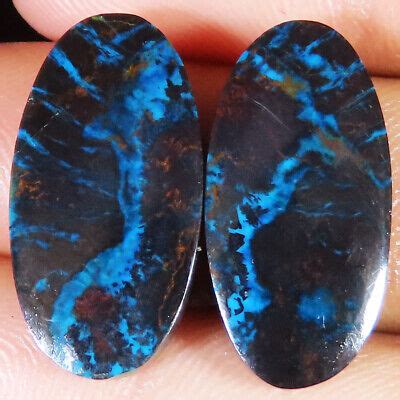 Natural Azurite Pair Cabochon Loose Gemstone Cts X X Mm