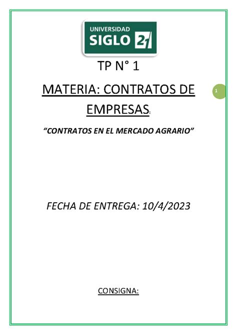 TP N 1 Contrato De Empresas Aprobado 90 1 TP N 1 MATERIA