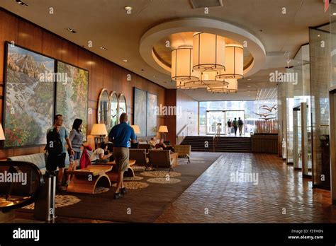 The Four Seasons hotel lobby in Vancouver, British Columbia, Canada ...