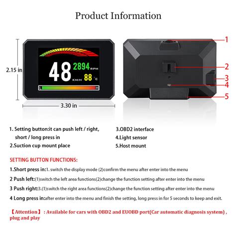 Head Up Display Obd Hud P W Mirror Projection Digital Car Speed