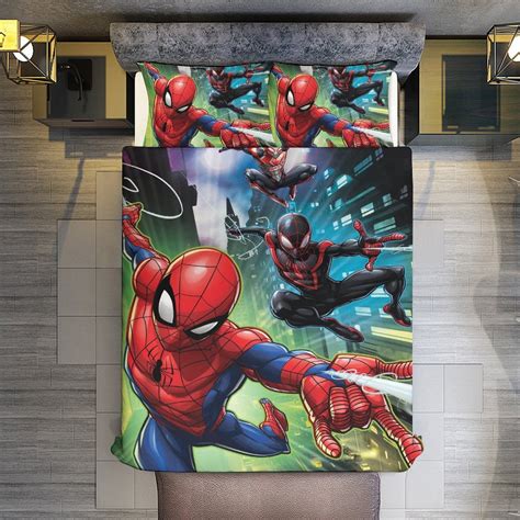 Miles Morales And Spider Man Duvet Cover Set With 2 Pillowcases For All