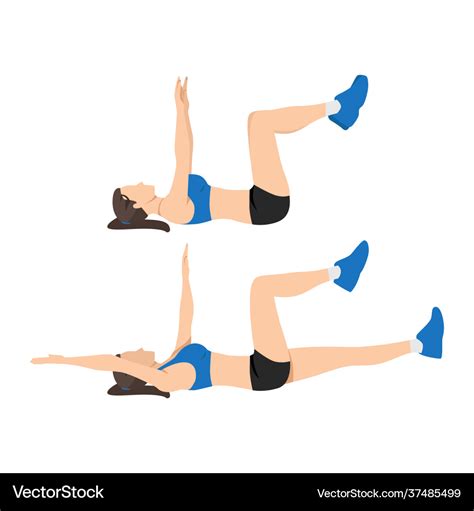 Woman doing dead bug exercise Royalty Free Vector Image