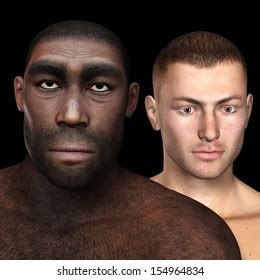 homo erectus sapiens comparison black background stock illustration