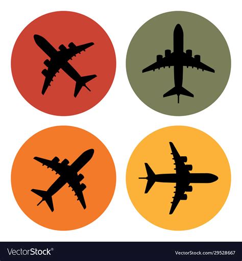 Set airplane icons colorful flight stickers Vector Image - Worksheets ...