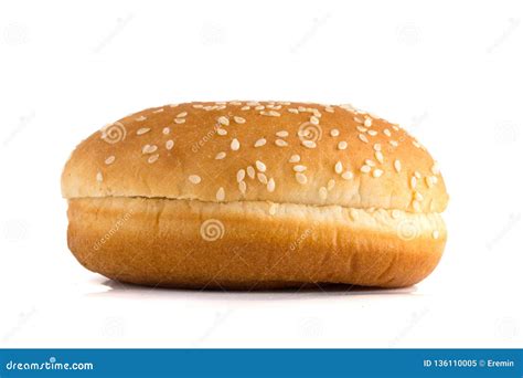 Burger Bun on a White Background. Stock Image - Image of cuisine ...