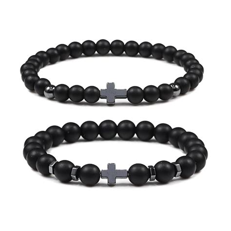 Mm Mm Prayer Men Bracelet Natural Lava Stone Beads Meditation